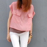St Austere Pink Chiffon Top made in USA