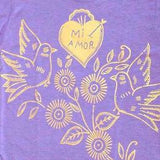 Mi Amour Emma heart T-t-shirt in purple, Made in USA