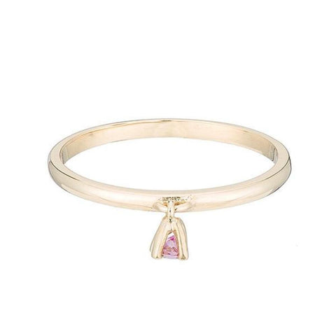 Birthstone Charm Ring, Pink Tourmaline
