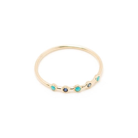 Horizon Ring, Turquoise + Blue Sapphire