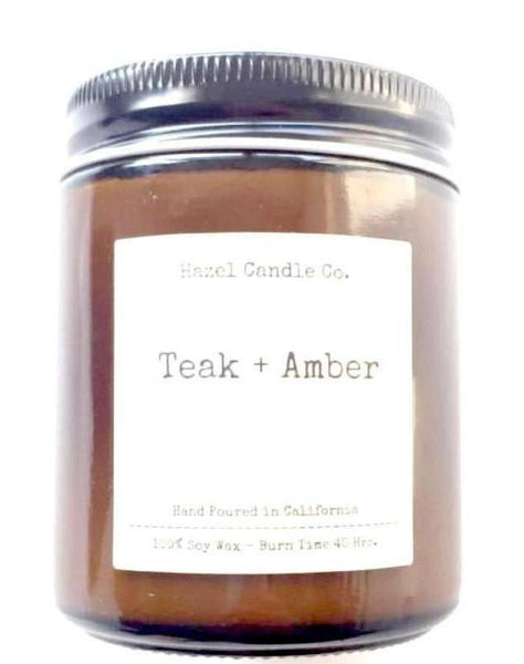 Teak and Amber handmade Candle, Made Locally
