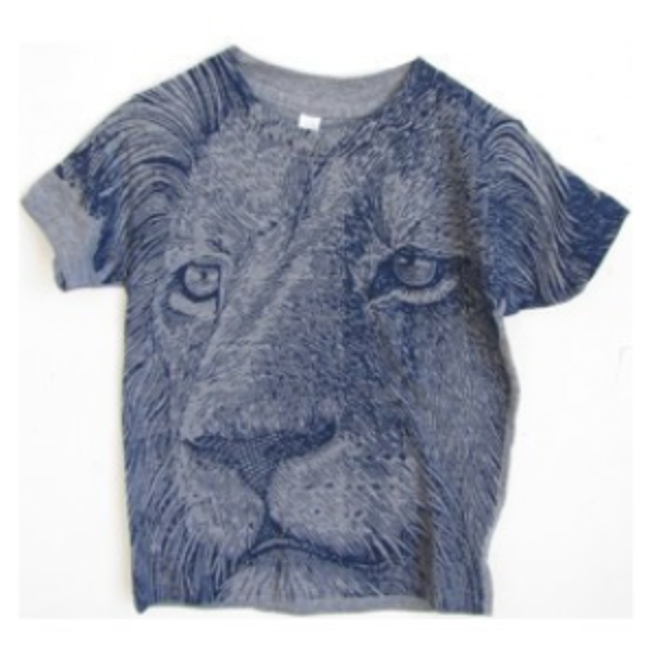 Lucky Fish Jann Lion T-shirt in Blue made in USA